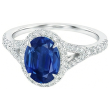 Afbeelding in Gallery-weergave laden, Wit goud 14K blauwe saffier ovale Natuurlijke echte diamanten ( niet in een laboratorium gekweekt ) ring 2.50 karaat sieraden