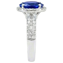 Afbeelding in Gallery-weergave laden, Witgoud 4.81 Karaat Ceylonsaffier Natuurlijke uit de aarde gewonnen Diamanten Dubbele Ringband Ring