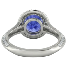 Afbeelding in Gallery-weergave laden, echte round tanzaniet 3.75karaat ring met diamantaccenten