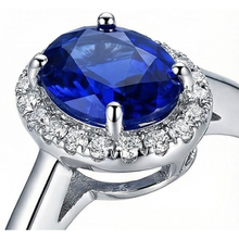 Afbeelding in Gallery-weergave laden, Witgouden 14K 2.30 Ct Ceylon Sapphire Diamonds Ring Nieuw