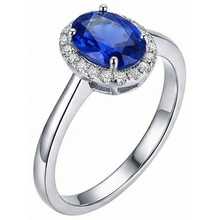 Afbeelding in Gallery-weergave laden, Witgouden 14K 2.30 Ct Ceylon Sapphire Diamonds Ring Nieuw