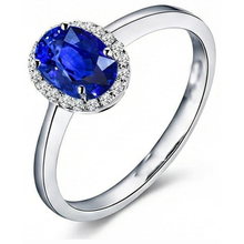 Afbeelding in Gallery-weergave laden, Witgouden 14K 2.30 Ct Ceylon Sapphire Diamonds Ring Nieuw
