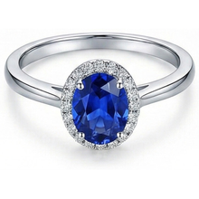 Afbeelding in Gallery-weergave laden, Witgouden 14K 2.30 Ct Ceylon Sapphire Diamonds Ring Nieuw