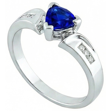 Afbeelding in Gallery-weergave laden, echte round saffier 1.21karaat ring close-up detail