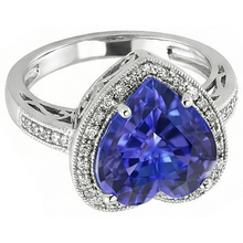 Afbeelding in Gallery-weergave laden, Witgouden 14K Hart Tanzaniet en Diamanten Ring 7.76 Ct Sieraden