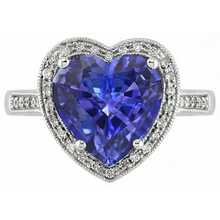 Afbeelding in Gallery-weergave laden, Witgouden 14K Hart Tanzaniet en Diamanten Ring 7.76 Ct Sieraden