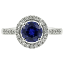 Afbeelding in Gallery-weergave laden, Witgouden 14K Sri Lanka saffier ronde geslepen 2.5 karaat Natuurlijke echte diamanten ( niet in een laboratorium gekweekt ) ring