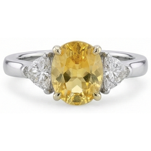 Afbeelding in Gallery-weergave laden, Witgouden 14K ovale gele saffier en triljoen Natuurlijke echte diamanten ( niet in een laboratorium gekweekt ) 4 ct ring