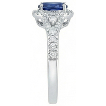 Afbeelding in Gallery-weergave laden, Witgouden 14K ovale geslepen Ceylon blauwe saffier 3 karaat Natuurlijke echte diamanten ( niet in een laboratorium gekweekt ) ring