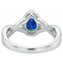 Afbeelding in Gallery-weergave laden, Witgouden 14K peer en rond geslepen Sri Lanka blauwe saffier ring van 4.90 ct