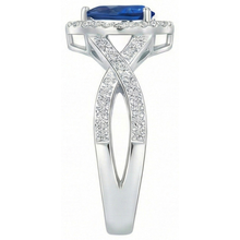 Afbeelding in Gallery-weergave laden, Witgouden 14K peer en rond geslepen Sri Lanka blauwe saffier ring van 4.90 ct