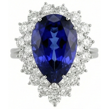Afbeelding in Gallery-weergave laden, Witgouden 14K peer tanzaniet met ronde Natuurlijke echte diamanten ( niet in een laboratorium gekweekt ) 3.75 ct ring nieuw