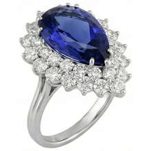 Afbeelding in Gallery-weergave laden, Witgouden 14K peer tanzaniet met ronde Natuurlijke echte diamanten ( niet in een laboratorium gekweekt ) 3.75 ct ring nieuw