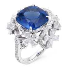 Afbeelding in Gallery-weergave laden, Witgoud 14K Peervormige Blauwe Saffier Met IGI GECERTIFICEERDE Diamanten Ring 9.50 Karaat