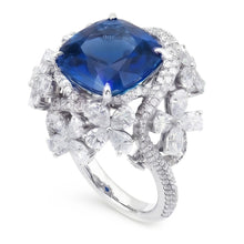 Afbeelding in Gallery-weergave laden, Witgoud 14K Peervormige Blauwe Saffier Met IGI GECERTIFICEERDE Diamanten Ring 9.50 Karaat