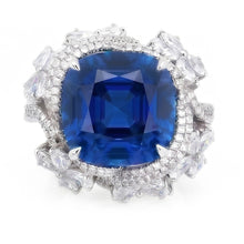 Afbeelding in Gallery-weergave laden, Witgoud 14K Peervormige Blauwe Saffier Met IGI GECERTIFICEERDE Diamanten Ring 9.50 Karaat