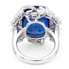 Afbeelding in Gallery-weergave laden, Witgoud 14K Peervormige Blauwe Saffier Met IGI GECERTIFICEERDE Diamanten Ring 9.50 Karaat
