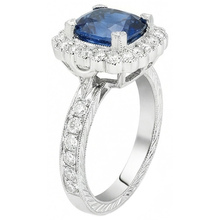 Afbeelding in Gallery-weergave laden, echte round saffier 2.50karaat ring close-up detail