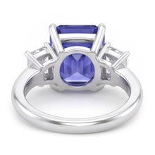 Afbeelding in Gallery-weergave laden, Witgouden Drie Stenen Ring Smaragd Natuurlijke uit de aarde gewonnen Diamant Radiant Blauwe Saffier 5 Karaat