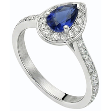 Afbeelding in Gallery-weergave laden, echte round saffier 4karaat ring bovenaanzicht