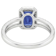 Afbeelding in Gallery-weergave laden, Witgouden Halo Ring smaragd Blauwe Saffier & Diamant 5 Karaat