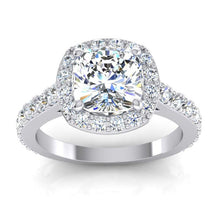 Afbeelding in Gallery-weergave laden, Witgouden Kussen Halo Echt Diamanten Ring 3.65 Karaat Kathedraal Instelling
