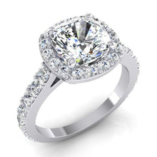 Afbeelding in Gallery-weergave laden, Witgouden Kussen Halo Echt Diamanten Ring 3.65 Karaat Kathedraal Instelling