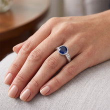 Afbeelding in Gallery-weergave laden, Witgouden Natuurlijke echte diamanten ( niet in een laboratorium gekweekt ) ring 2 karaats ronde ring set blauwe saffier edelsteen