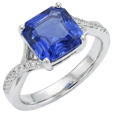 Afbeelding in Gallery-weergave laden, Natuurlijke Echte (Niet Labgekweekt) Witgouden Solitaire Blauwe Saffier Ring Met Accenten 4.50 Karaat
