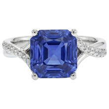 Afbeelding in Gallery-weergave laden, Natuurlijke Echte (Niet Labgekweekt) Witgouden Solitaire Blauwe Saffier Ring Met Accenten 4.50 Karaat