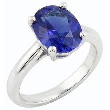 Afbeelding in Gallery-weergave laden, Witgouden Solitaire ovale Ceylon Sapphire Ring 1,50 karaat