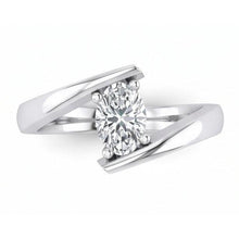 Afbeelding in Gallery-weergave laden, Witgouden Sprankelende Ovaal Geslepen Solitaire Echt Diamanten Trouwring