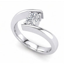 Afbeelding in Gallery-weergave laden, Witgouden Sprankelende Ovaal Geslepen Solitaire Echt Diamanten Trouwring
