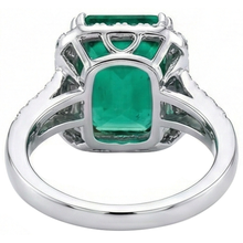 Afbeelding in Gallery-weergave laden, Witgouden groene smaragd en Natuurlijke echte diamanten ( niet in een laboratorium gekweekt ) sieraden 5.80 karaat edelsteenring