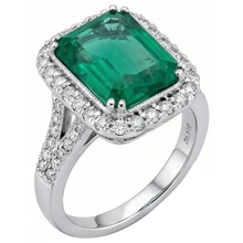 Afbeelding in Gallery-weergave laden, Witgouden groene smaragd en Natuurlijke echte diamanten ( niet in een laboratorium gekweekt ) sieraden 5.80 karaat edelsteenring