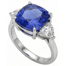 Afbeelding in Gallery-weergave laden, echte saffier 3karaat ring close-up detail