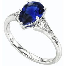 Afbeelding in Gallery-weergave laden, Witgouden ring met 3 stenen Peer Ceylon saffier & Natuurlijke echte diamant ( niet in het laboratorium gekweekt )en 1,75 karaat