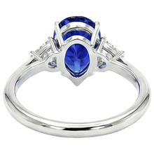 Afbeelding in Gallery-weergave laden, Witgouden ring met 3 stenen blauwe saffier en biljoen Natuurlijke echte diamant ( niet in het laboratorium gekweekt )en 2,25 karaat
