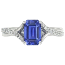 Afbeelding in Gallery-weergave laden, Witgoud Natuurlijke uit de aarde gewonnen Diamant & Smaragdslijpsel Sri Lankaanse Saffier Ring 5.25 Karaat