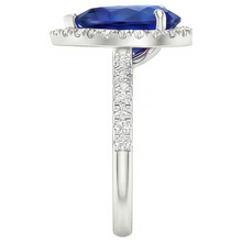 Afbeelding in Gallery-weergave laden, Witgouden sieraden 3.25 karaat peerring met Natuurlijke echte diamant ( niet in het laboratorium gekweekt ) en saffier