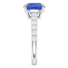 Afbeelding in Gallery-weergave laden, Witgouden solitaire ring met blauwe saffier en geaccentueerde Natuurlijke echte diamant ( niet in het laboratorium gekweekt ) 2,50 karaat