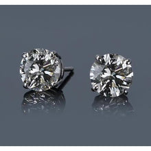 Afbeelding in Gallery-weergave laden, Witgouden 14K 3 Karaats Ronde Echt Diamanten Oorbel Met Vier Pinnen F VS1