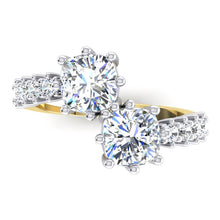 Afbeelding in Gallery-weergave laden, Witgouden Ring Met Dubbele Kussengeslepen Diamant, 3,30 Karaat 14K
