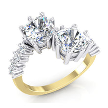 Afbeelding in Gallery-weergave laden, Witgouden Ring Met Dubbele Kussengeslepen Diamant, 3,30 Karaat 14K