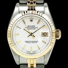 Afbeelding in Gallery-weergave laden, Witte stok wijzerplaat Datumjust Rolex dameshorloge roestvrij staal & goud Rolex