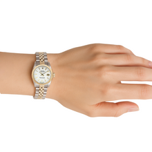 Afbeelding in Gallery-weergave laden, Witte stok wijzerplaat Datumjust Rolex dameshorloge roestvrij staal & goud Rolex