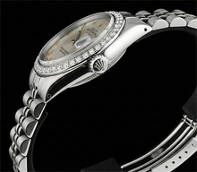 Afbeelding in Gallery-weergave laden, Witte Romeinse wijzerplaat Rolex damesarmband Datum Net diamanten rand