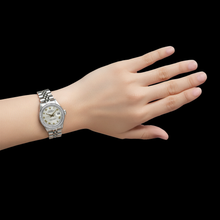 Afbeelding in Gallery-weergave laden, Witte Romeinse wijzerplaat Rolex damesarmband Datum Net diamanten rand P2