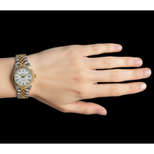 Afbeelding in Gallery-weergave laden, Witte Stok-wijzerplaat Rolex Jubileum-armband Datumjust-horloge Goud roestvrij staal P4