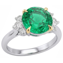 Afbeelding in Gallery-weergave laden, Colombiaanse Smaragd Edelsteen Ring 4 karaat Bicolor 14K Goud – hoekaanzicht